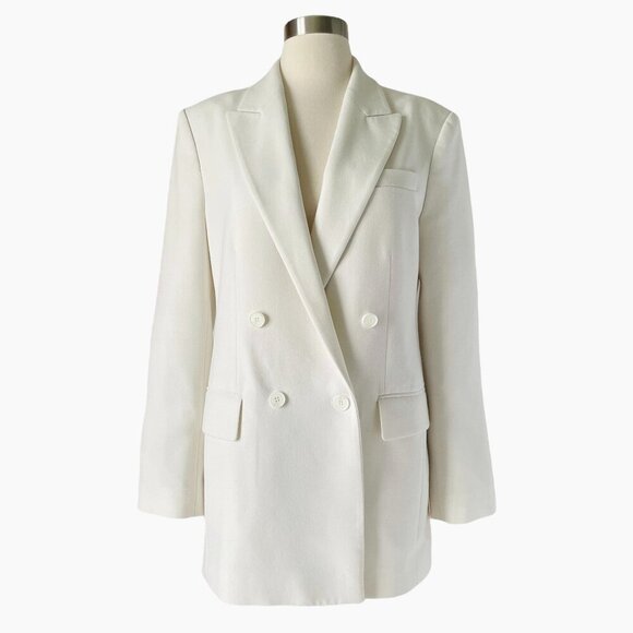 Frankie Shop Double Breasted Blazer White Oversized Longline Jacket - Picture 1 of 7